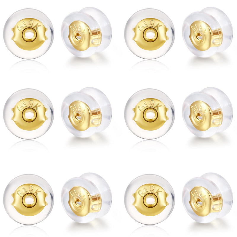 Moconar 18K Gold Locking Secure Earring Backs for Studs, Silicone Earring Backs Replacements for Studs/Droopy Ears, No-Irritate Hypoallergenice Earring Backs for Adults&Kids(Gold) - NewNest Australia