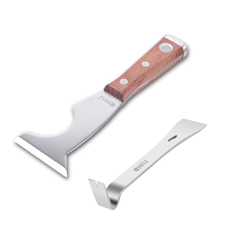 CHILI Tools 7/8" Wide Mini Pry Bar With Flat End, 5 In 1 Paint Scraper With Wooden Handle Hammer End - NewNest Australia
