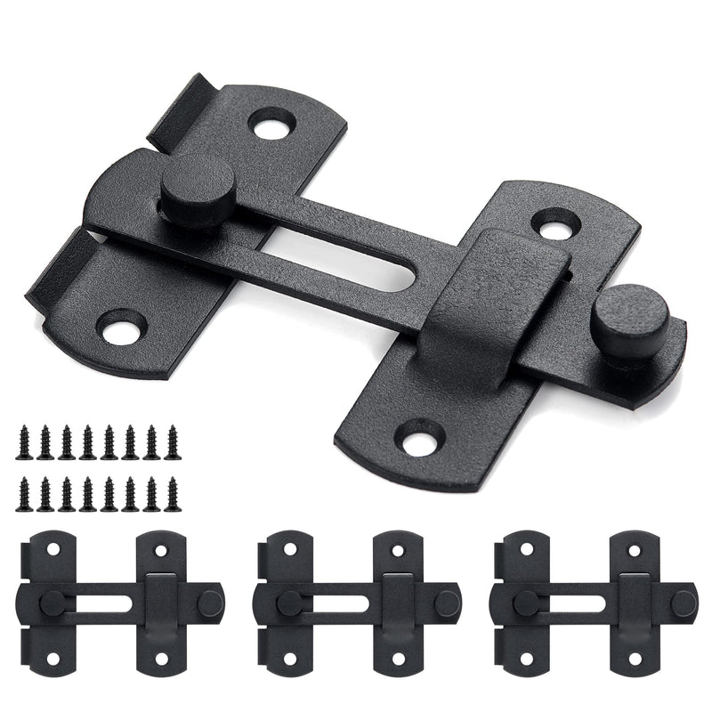 INIRET 4 Packs Barn Door Latch ，Matte Black Stainless Steel barn gate flip Door Latch Bifold Door Lock,Sliding Door Antique Lock Gate Latches Wine Cabinet Carbon Steel Closet Door Latches I54_Matte Black_4 Pack - NewNest Australia