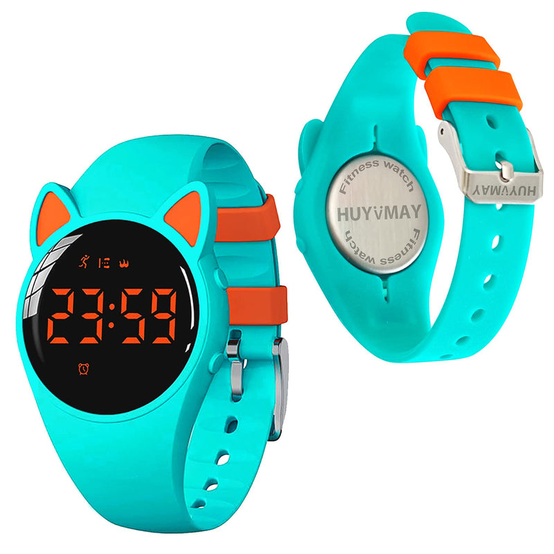 HUYVMAY Fitness Tracker Pedometer Watch for Boys Girls Women, No App No Phone, USB Charge 1 Hour for 20 Days Use, IP68 Waterproof Fitness Watch with Alarm Clock Step Tracker Distance Calorie Counter Teal+Orange - NewNest Australia
