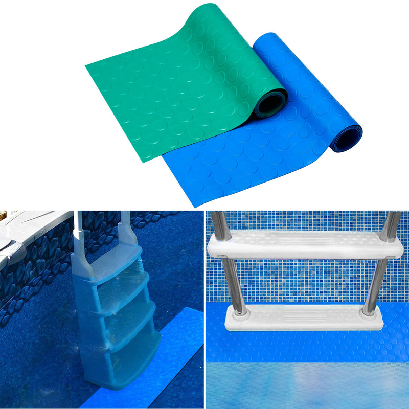 Shitailu 2 Rolls Swimming Pool Ladder Pad, Non-Slip Pool Step Mat, Protective Ladder Mat for Above Ground Swimming Pool Steps, Stairs, Ladders, 36 inch X 9 inch (Blue, Green, Round Pattern) Blue and Light Green, Round Pattern - NewNest Australia