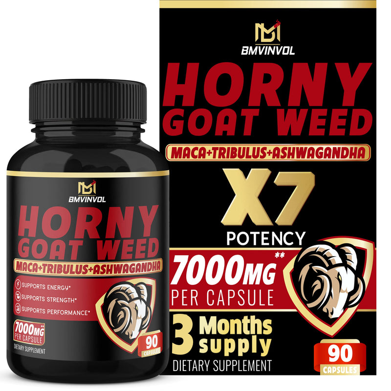 Horny Goat Weed Capsules - 7000mg Herbal Equivalent - Maca, Ginseng, Tribulus Terrestris, Ashwagandha - Performance and Energy Support - 3 Month Supply - NewNest Australia