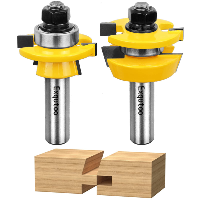 Exqutoo 1/2-Inch Shank 2 Set Bevel Shaker Rail and Stile Router Bits, Rail and Stile Router Bit Set for Cabinet Door Rail, Stile and More (3/8-Inch Cutting Depth, 7/8-Inch High)… 1/2 Shank - NewNest Australia