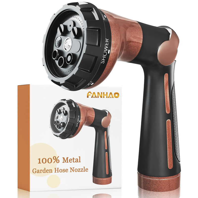 FANHAO Garden Hose Nozzle, 100% Heavy Duty Metal Water Hose Sprayer with 8 Spray Patterns, High Pressure Water Nozzle with Thumb Control, On Off Valve for Watering Plants, Washing Cars & Pets - NewNest Australia