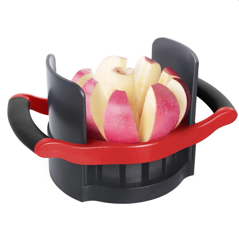 OOKUU Apple Slicer Corer, [Large Size] 8-Blade Heavy Duty Apple Cutter with Base, [Upgraded] Cut Apples All The Way Through, Stainless Steel Ultra-Sharp Blade, Fruit & Vegetable Divider, Wedger, Red - NewNest Australia