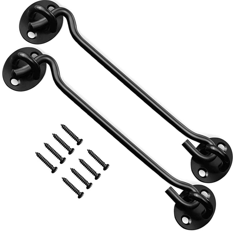 12" Privacy Hook and Eye Latch,Heavy Duty Stainless Steel Barn Door Hook for Sliding Door,Garage,Window,Cabin,Bathroom,Closet,Bedroom (Black,2 Pack) - NewNest Australia