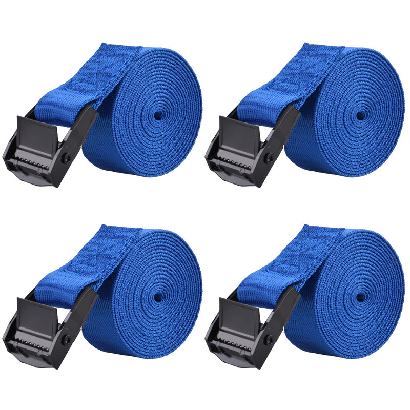 Azarxis Lashing Strap Adjustable Cam Buckle Tie Down Heavy Duty Secure Straps up to 441 lbs Capacity for Motorcycle Kayak Canoe Trailer Cargo Truck Bicycle Luggage (Blue - 4 PCS - 79" x 1") Blue - 4 PCS 79" Length x 1" Width - NewNest Australia
