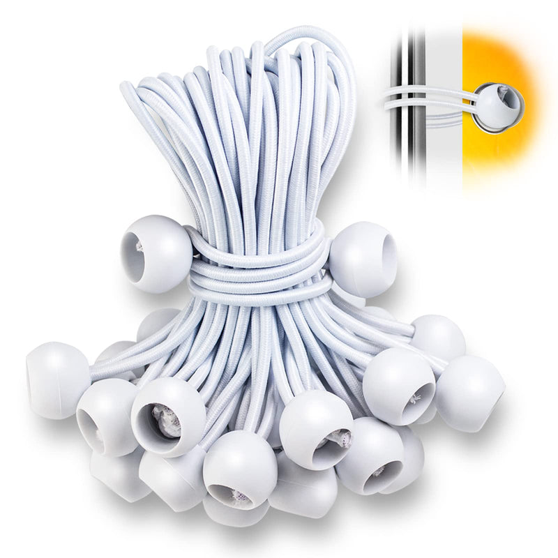 Ball Bungee Cords 4 Inch,50 PCS White Tarp Bungee Balls Heavy Duty Canopy Tarp Tie Cords for Camping, Shelter ,Cargo,Projector Screen,Tent Poles with UV Resistant - NewNest Australia