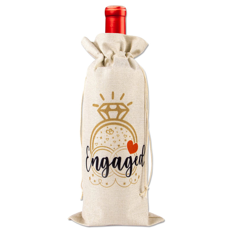 FLYAB Engagement Gifts for Couples,Engagement Gift Wine Bag,Burlap Wedding Wine Bag with Drawstring for Bride Groom Newlywed Wedding Engagement Party Supplies - NewNest Australia