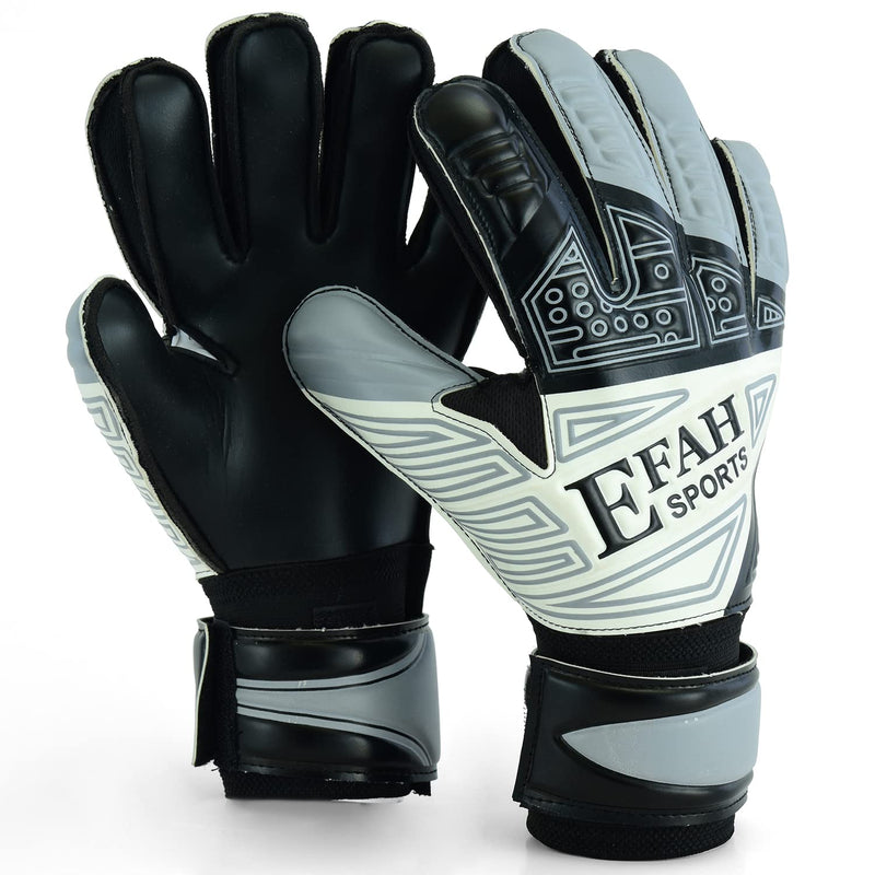 EFAH SPORTS Soccer Goalkeeper Gloves for Kids Boys Children Youth Football Goalie Gloves with Fingersave and Double Wrist Grips Size 5 suitable for 9 to 12 years old Grey - NewNest Australia