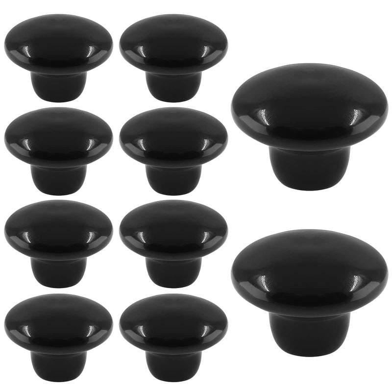 Auvotuis 10Pcs Cabinet Ceramic Knobs, 1.5Inch/ 38mm Black Cute Drawer Knobs Round Dresser Knob Pull Handles with Screws for Cupboard, Wardrobe, Kitchen, Bedroom, Door, Kids' Room - NewNest Australia
