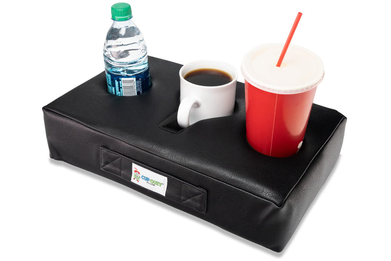Cup Cozy Pillow (Black Faux Leather) *As Seen on TV*- The World's Best Cup Holder. Keep Drinks Close and Prevent Spills. Use it Anywhere-Couch, Floor, Bed, Man cave, car, RV, Park, Beach and More! - NewNest Australia