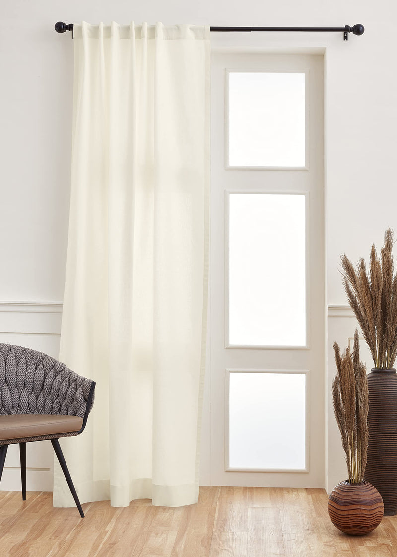 Solino Home Cotton Linen Curtain  52 x 63 Inch Ivory, 2 in 1 Hanging Style Curtain with Rod Pocket and Hidden Tab Top, Curtain for Indoor and Outdoor use - NewNest Australia