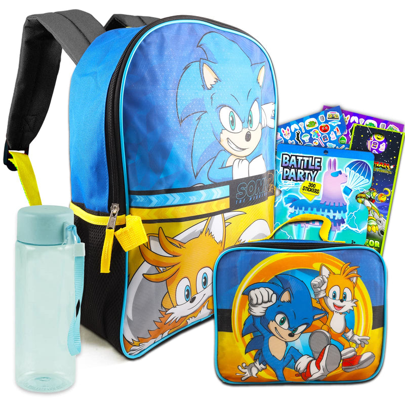 Sonic the Hedgehog School Supplies Bundle Sonic Bags for Kids - 5 Pc Sonic Backpack with Sonic Lunch Box, Water Bottle, Stickers, and More (Sonic Gifts) - NewNest Australia