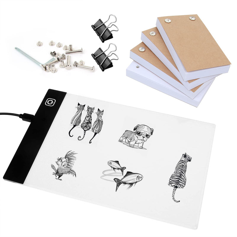 Flip Book Kit with Light Pad - A5 LED Light Board/Box & 320 Sheets Flipbook for Andymation | Drawing | Tracing | Sketching, Flip Books Paper with Holes & Binding Screws - NewNest Australia