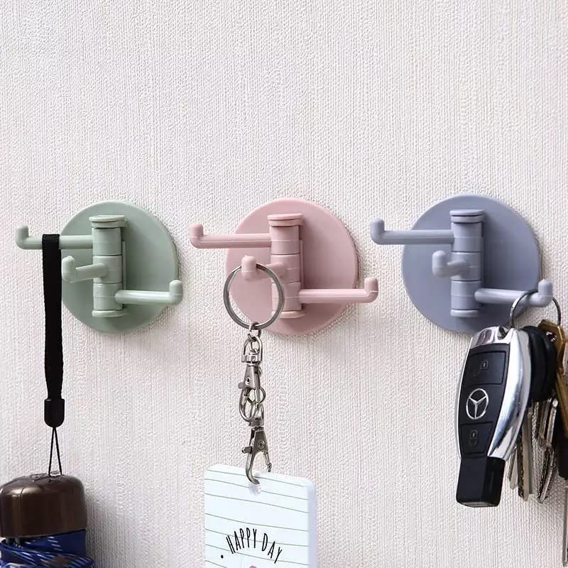 Rotatable Adhesive Three Prong Storage Hooks Office Kitchen Home Bathroom Everyday Essentials (4pcs) - NewNest Australia