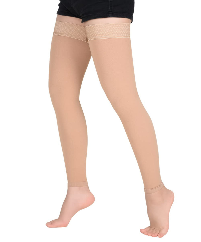 SKYFOXE Medical Thigh High Compression Stockings 15-20 mmHg for Women & Men Footless Firm Support Hose with Silicone Dot 1-footless Beige Small - NewNest Australia