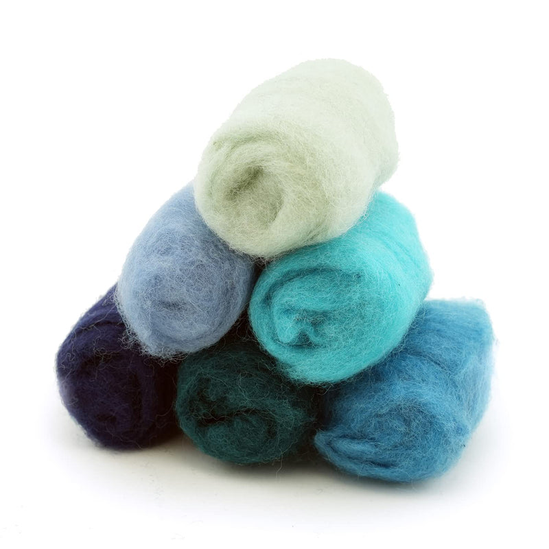 Woolbuddy Needle Felting Wool Roving Bag, Beautiful Roving Wool, Handmade Sheepwool, Zero Waste Kit, for Needle Felting Beginner and Adult, Wet Felting, Felting Supplies and Felting Soap (Blue) Blue - NewNest Australia