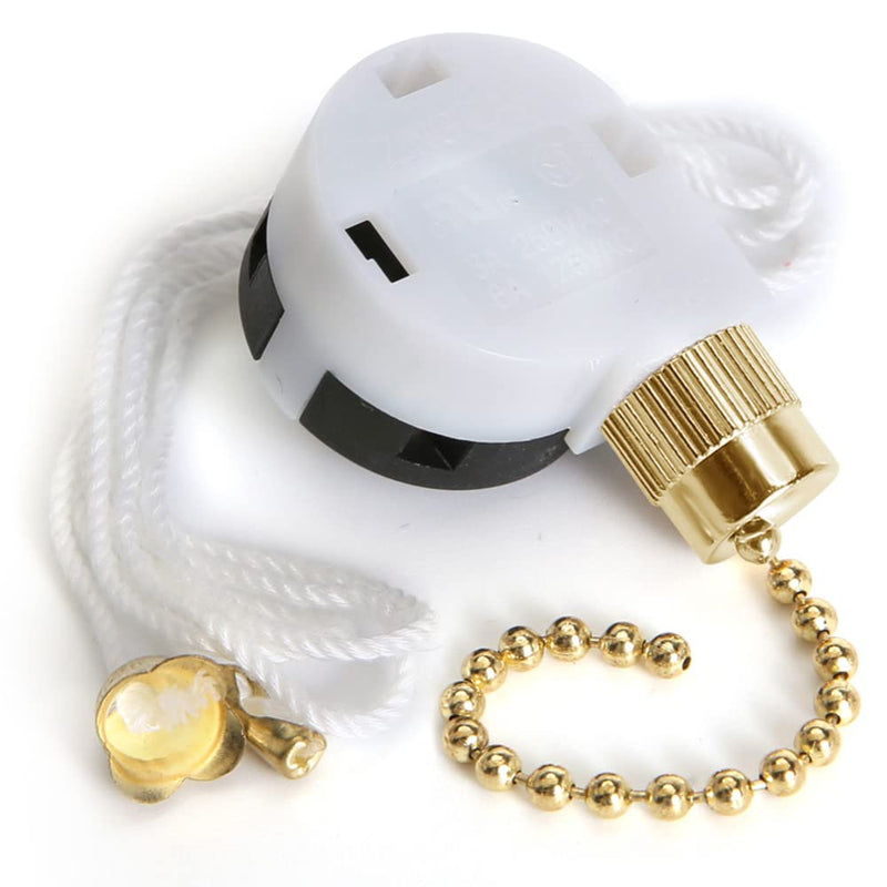 Ceiling Fan Switch Set 3 Speed 4 Wire Zing Ear ZE-268S2 Pull Chain Ceiling Fan Switch Ceiling Fan Speed Control Switch with Rope for Ceiling Fans, Wall Lamps, Cabinet Light, Brass - NewNest Australia