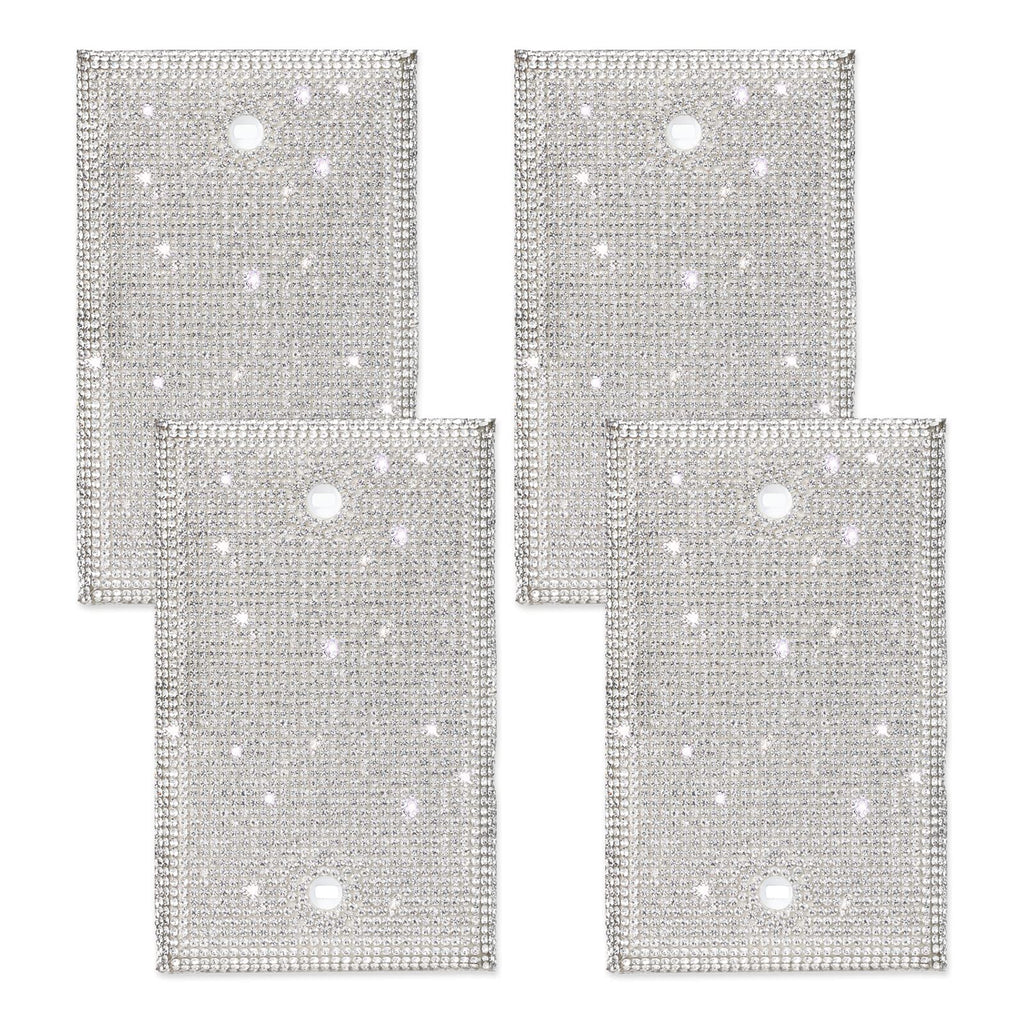 4Pcs Bling Light Switch Cover Shiny Silver Rhinestones Wall Plate Light Switch Wall Plate Cover Sparkly Diamond Plate Outlet Decorative Glitter Outlet Covers (Blank Flat) Blank Flat - NewNest Australia