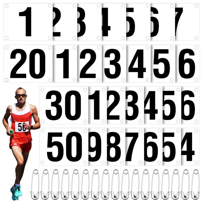 Running Bib Numbers with Safety Pins for Marathon Sports Competition Events Tyvek Tearproof Waterproof 6 x 7.5 Inch 50 1-50 Number - NewNest Australia