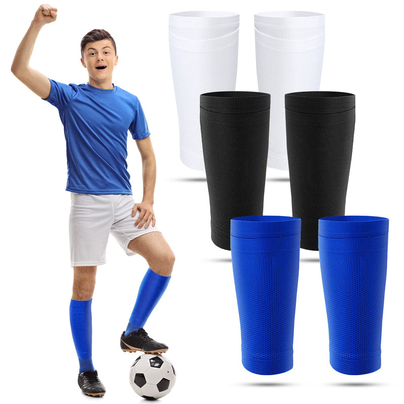 3 Pairs Kids Soccer Shin Guard Socks Breathable Calf Shin Guard Covers Shin Guard Holders Soccer Socks with Pockets Medium - NewNest Australia