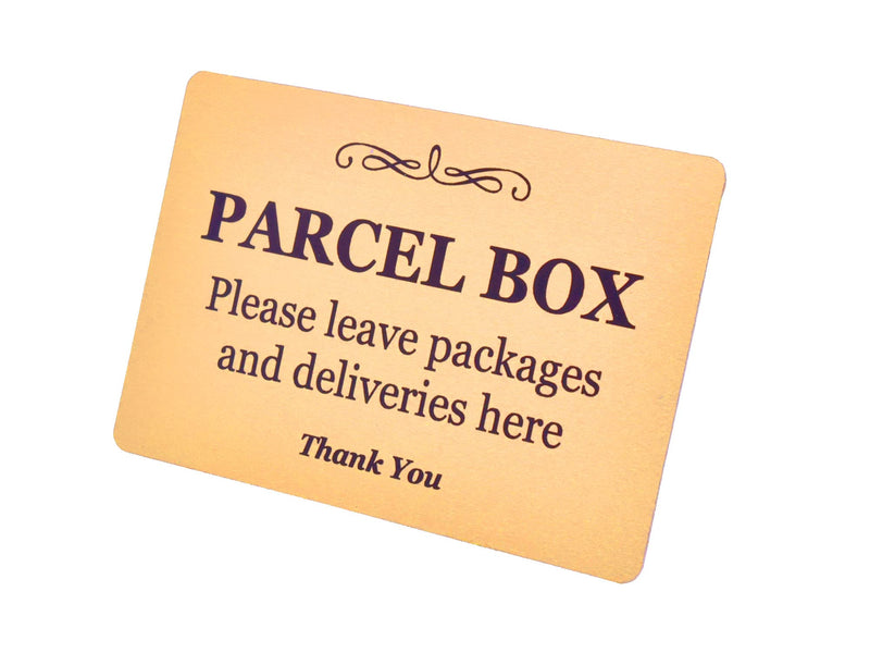 Parcel Box Sign - Manufactured from Metal. Aluminium with 3M Adhesive. Notice for Deliveries, Packages and Post. Make Sure You Don’t Lose Any Mail Again (Brass) Brass - NewNest Australia