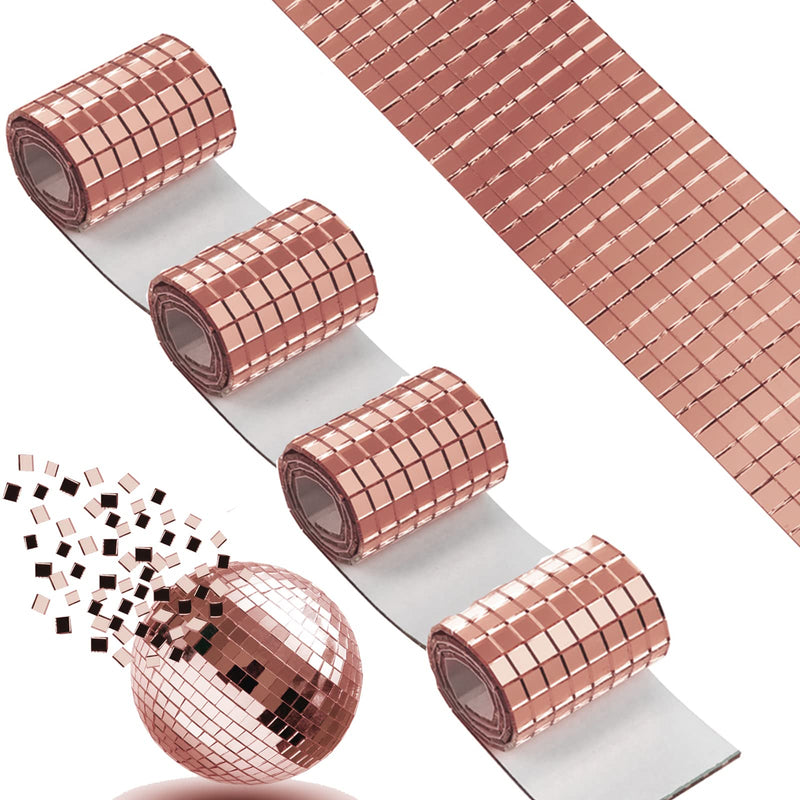 PP OPOUNT 2360 Pieces Self-Adhesive Mosaic Tiles, 5 x 5 mm Rose-Gold Mosaic Tiles, Real Glass Mirror Mosaic for DIY Craft Decoration Indoor, Card Making, Scrapbooking, Disco Ball and Art Collage - NewNest Australia