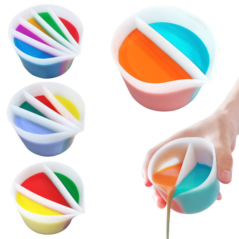 Split Cup for Paint Pouring, Fluid Art Split Cup Acrylic Paint Pour Split Cup Resin Pouring DIY Making Painting Tools Drawing Accessories Reusable Silicone Split Cup with Dividers (2 Chambers) 2 Chambers - NewNest Australia