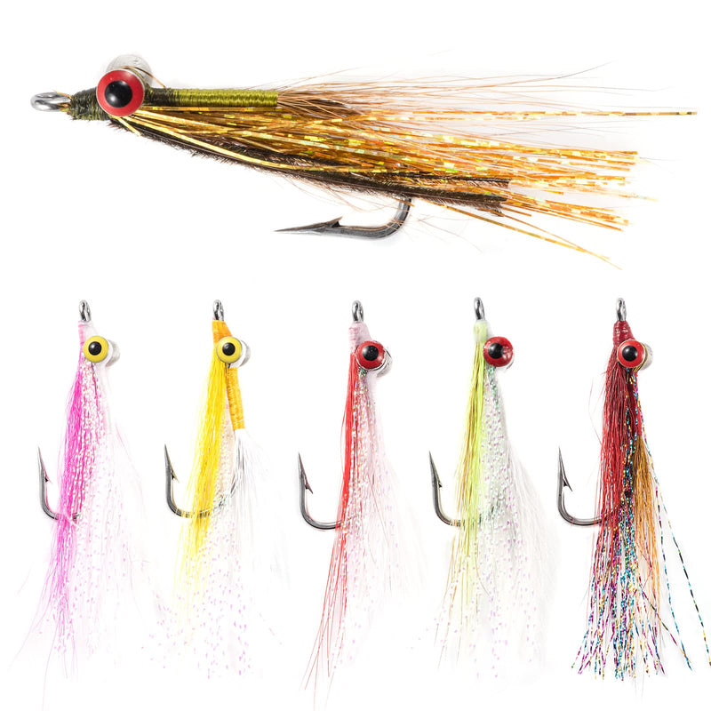 Goture 6pcs Clouser Deep Minnow Fishing Flies Streamer Fly Fishing Lure Bass Flies Hook Size 4#, 2#, 1/0, 2/0 1/0#-6pcs - NewNest Australia
