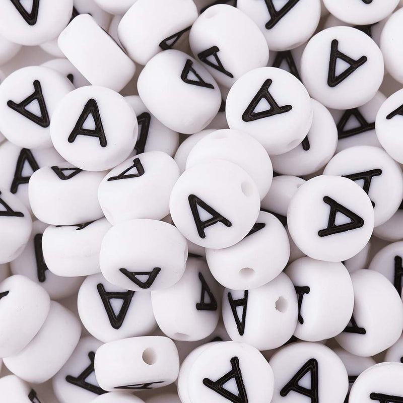 Pandahall 500Pcs Acrylic Letter Beads 7x4mm White Flat Round with Letter A Vowel Letters Acrylic Beads for Jewelry Making 0Flat Round-A-7x4mm-White-500Pcs - NewNest Australia