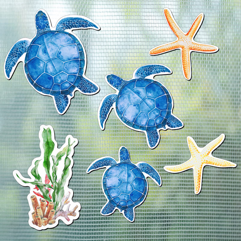 12 Pieces Screen Door Magnets Double Sided Sea Turtle Starfish Seaweed Magnetic Sticker Sliding Door Warning Retractable Removable Magnet for Screen Sliding Doors Protector Patio Pet Dog Safe - NewNest Australia