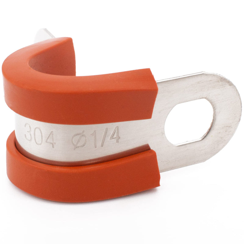Phoenix Top-Notch Tools 25 Pack 1/4" (6mm) 304 Stainless Steel Red Silica Gel Rubber Insulated Cushion Cable Clamps, Fuel Line Clamp and Pipe Clamp - NewNest Australia