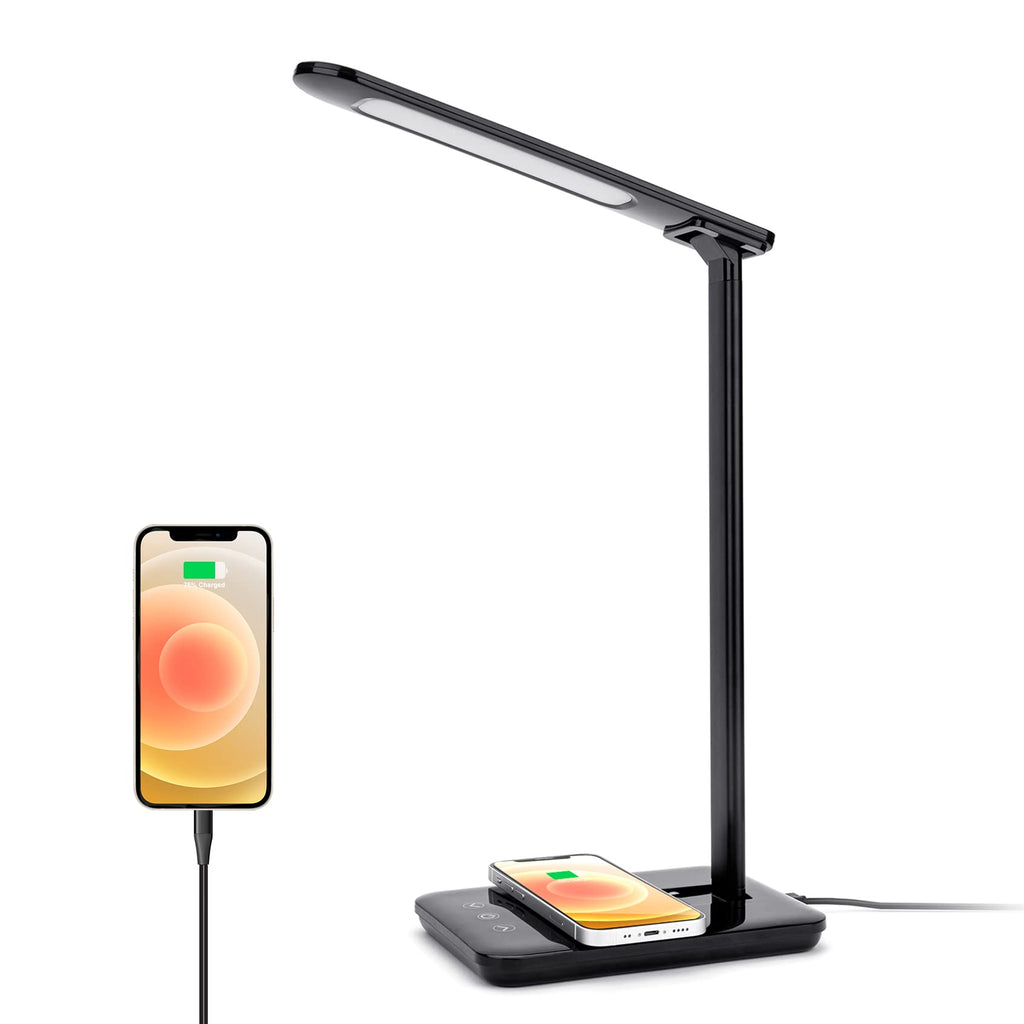 LED Desk Lamp with 10W Wireless Charger and USB Charging Port, Touch Control, 3 Lighting Modes, Modern Dimmable Eye-Caring Office Desk Light for Studying, Reading, Working - NewNest Australia