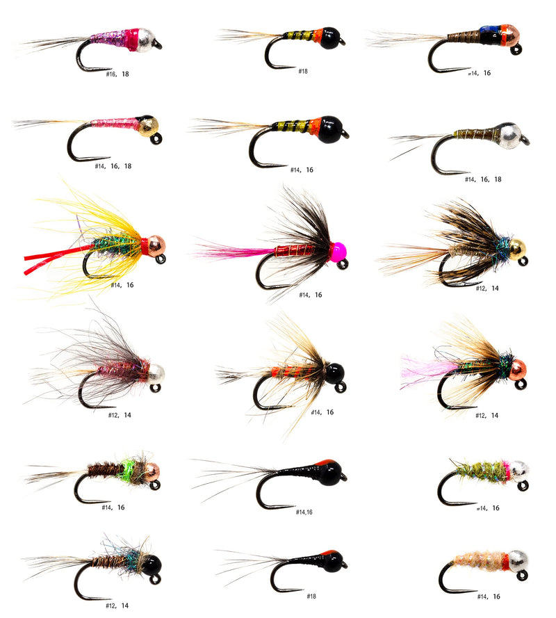 Outdoor Planet Premium Fly Fishing Flies Assortment | Waterproof Fly Box | Dry, Wet, Nymphs, Streamers, Wooly Buggers, Hopper, Caddis | Trout, Steelhead, Bass Fishing Lure Set 36 Favorite Tungsten Perdigon and Nymphs - NewNest Australia