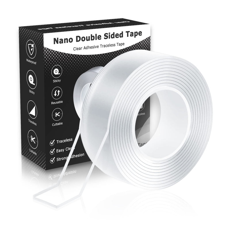 MS WGO Double Sided Tape-Heavy Duty Mounting Tape 1.18in x 9.85ft Removable Double Sided Mounting Tape Transparent Poster Tape Double Sided Tape for Walls Office Outdoor Carpet Home - NewNest Australia