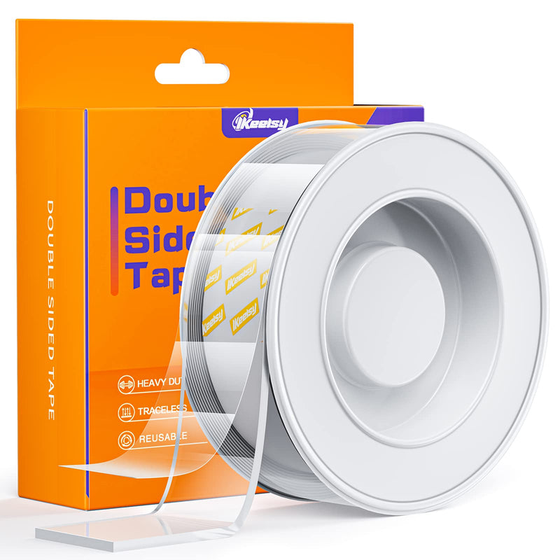 IKeelsy Double Sided Tape Heavy Duty, 1.18 x 120 Inch Removable Nano Mounting Tape, Clear & Tough Adhesive Tape Strong Sticky Strip for Poster Picture Hanging Wall Light Carpet DIY - NewNest Australia