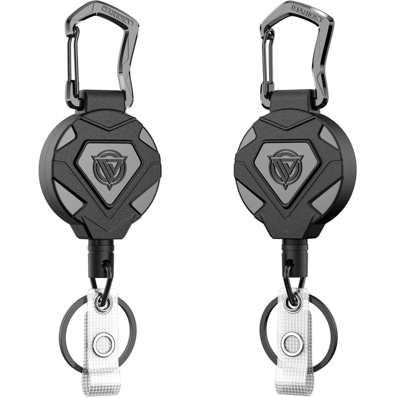 Oaridey 2 Pack Retractable Keychain Heavy Duty, Badge Reels Retractable, Tactical ID Badge Holder with Upgraded Zinc Alloy Carabiner, 31.5'' Coated Steel Cord, Bearing 8.0 oz - NewNest Australia