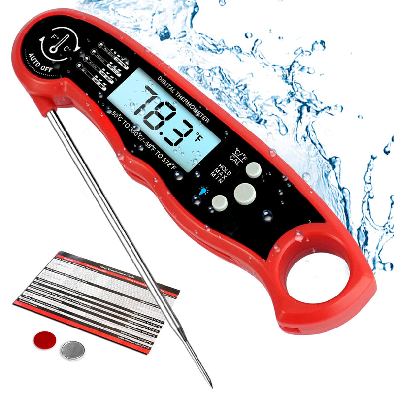 Meat Thermometer Digital for Cooking and Grilling, Collapsible Probe, with Magnet, Calibration, Backlight Waterproof Food Thermometer, Instant Read Thermometer for Kitchen, Meat, Steak, Turkey - NewNest Australia