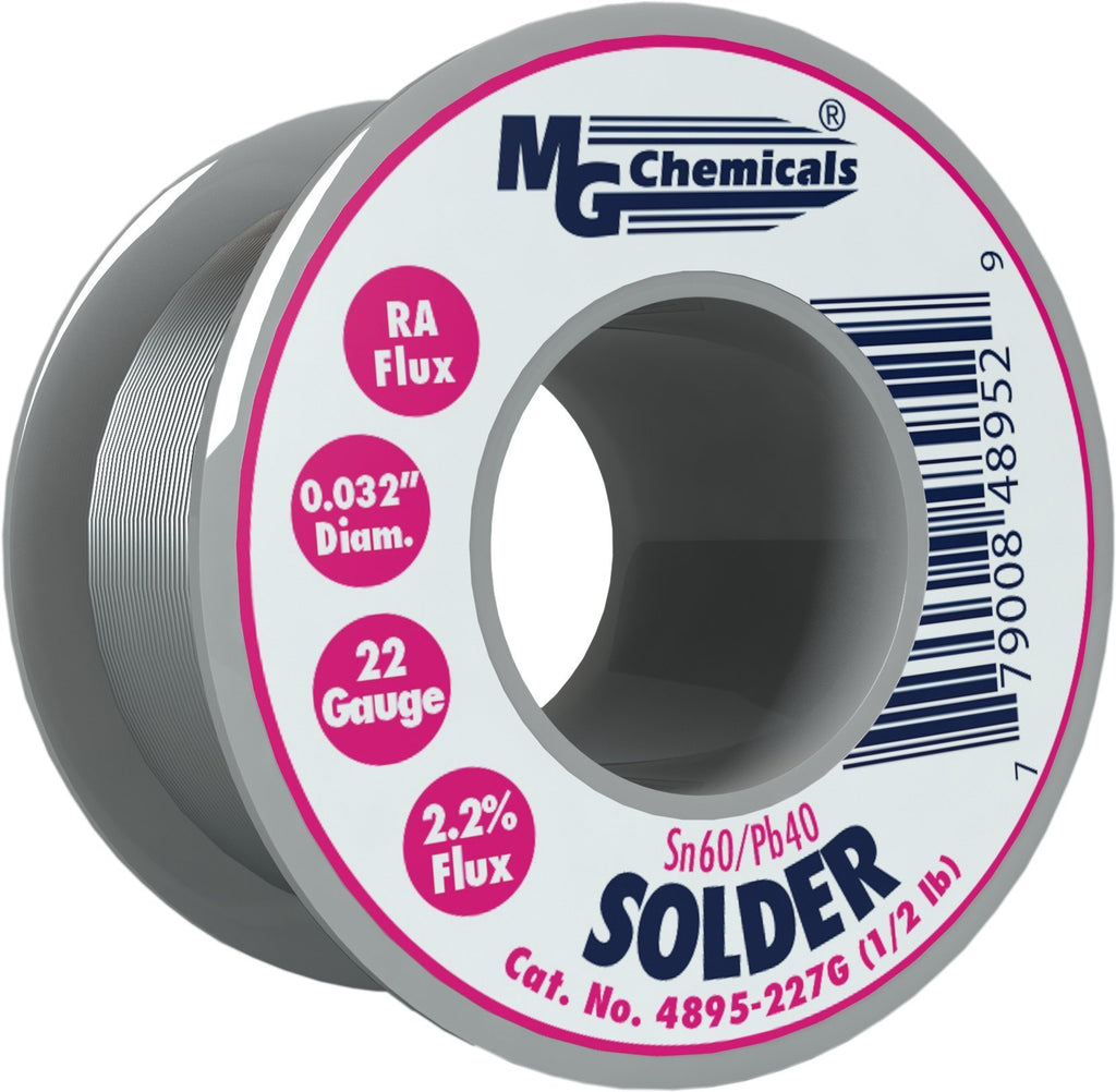 MG Chemicals 4895-227G 60/40 Rosin Core Leaded Solder, 0.032" Diameter, 1/2 lbs Spool 227G - NewNest Australia