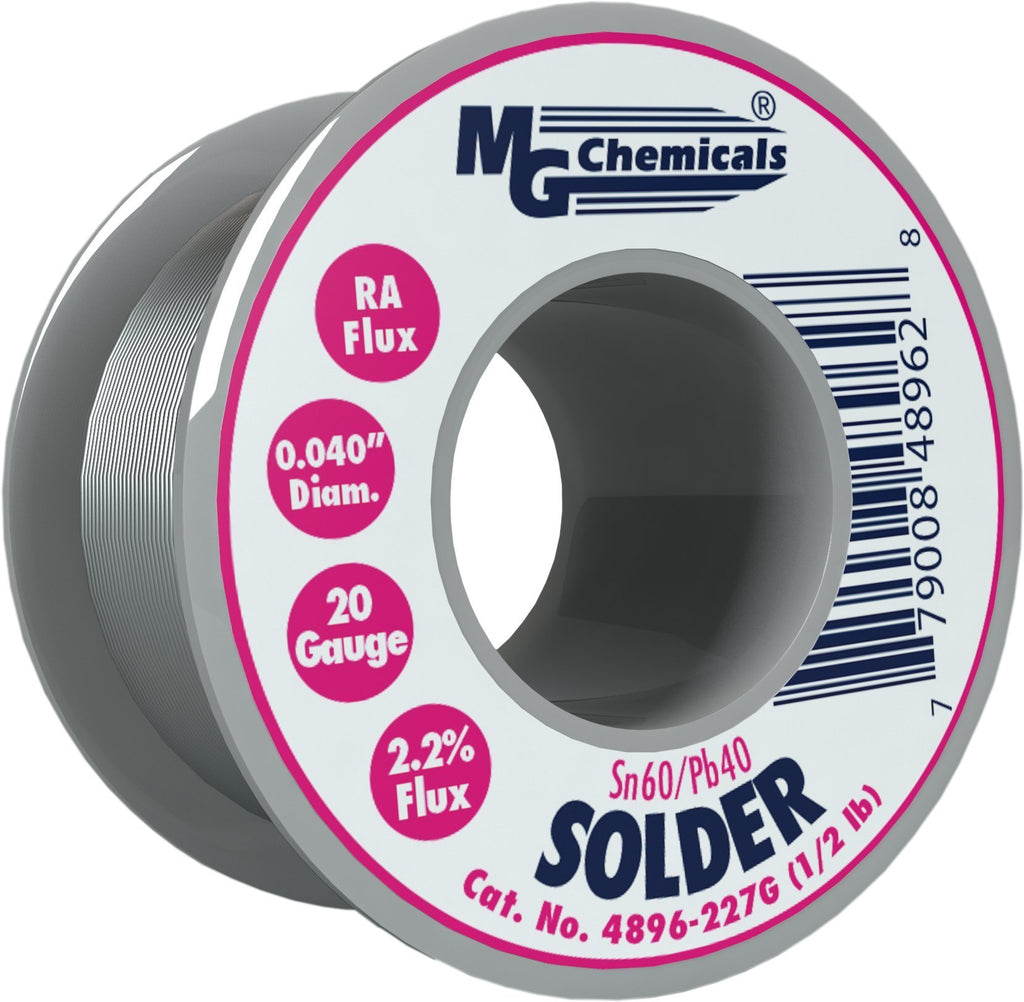 MG Chemicals - 4896-227G 60/40 Rosin Core Leaded Solder, 0.04" Diameter, 1/2 lbs Spool 227G - NewNest Australia