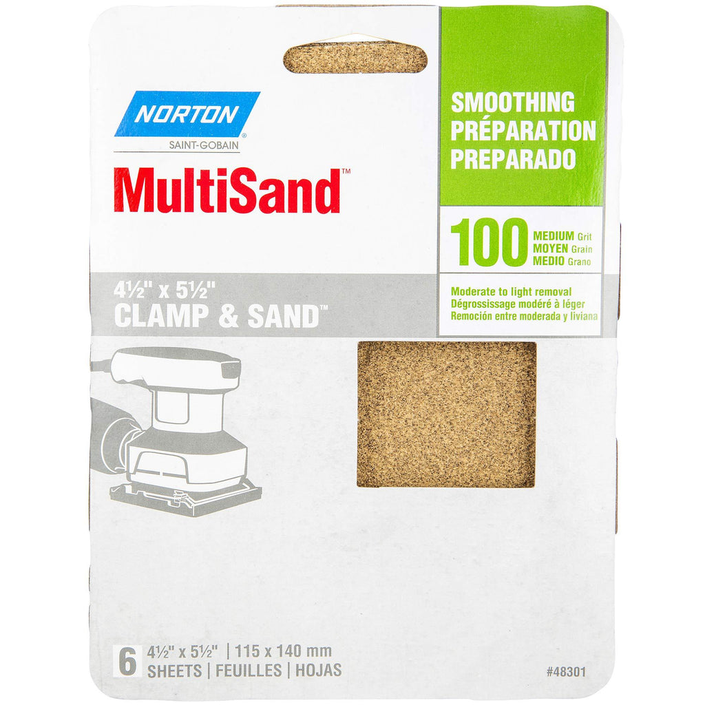 Norton Multisand Abrasive Sponge, 5-1/2" Length x 4-1/2" Width, Grit 100 Medium (Pack of 6) 5-1/2" x 4-1/2" - NewNest Australia