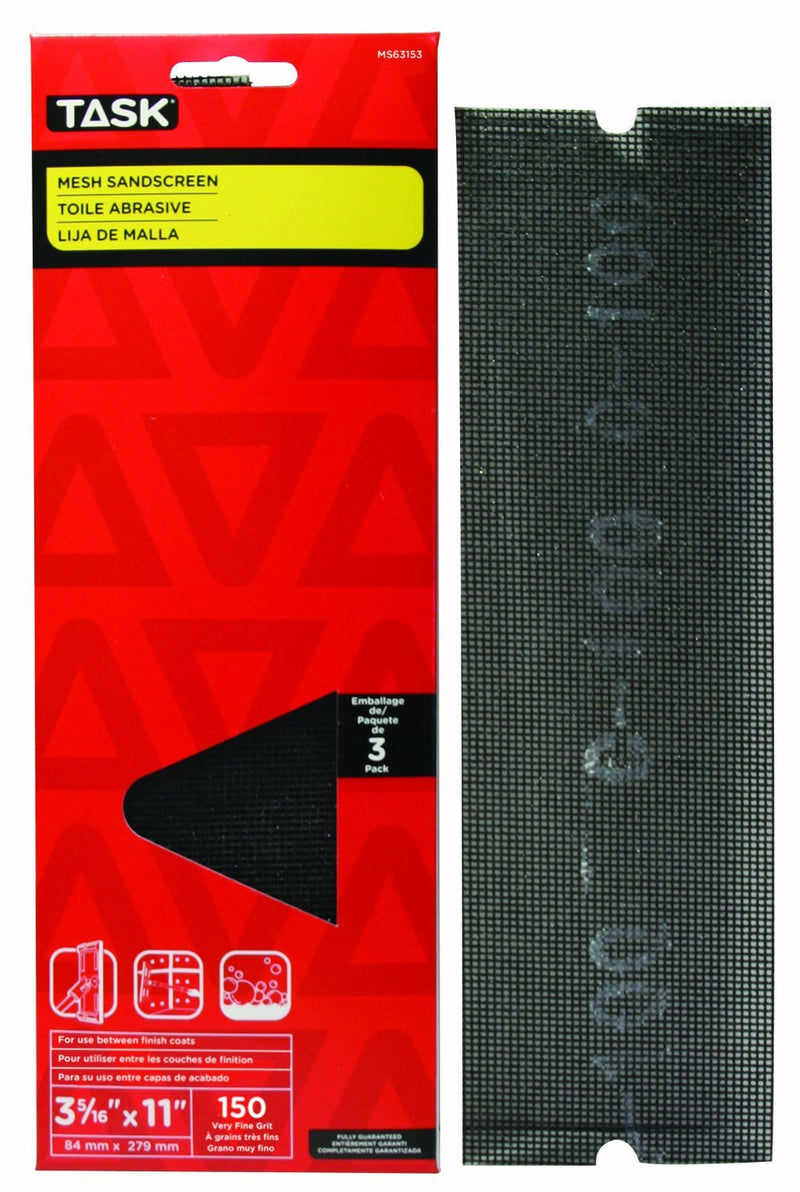 Task Tools MS63153 3-5/16-Inch by 11-Inch Drywall Sandscreen, 150 Grit, 3-Pack - NewNest Australia