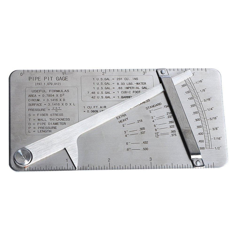 Stainless Steel Pipe Pit Gage Welding Gauge 0 to 1/2" in 1/64" & .020 Increments for Measuring Wall Thickness of Pipe or Plate - NewNest Australia