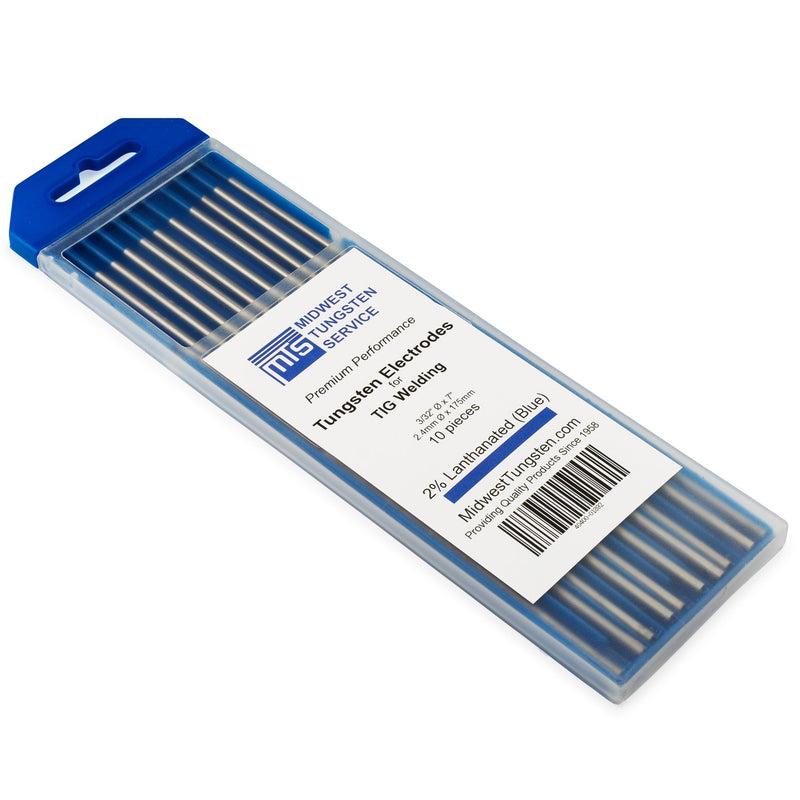 TIG Welding Tungsten Electrodes 2% Lanthanated (Blue, WL20) 10-Pack (3/32") 3/32" - NewNest Australia