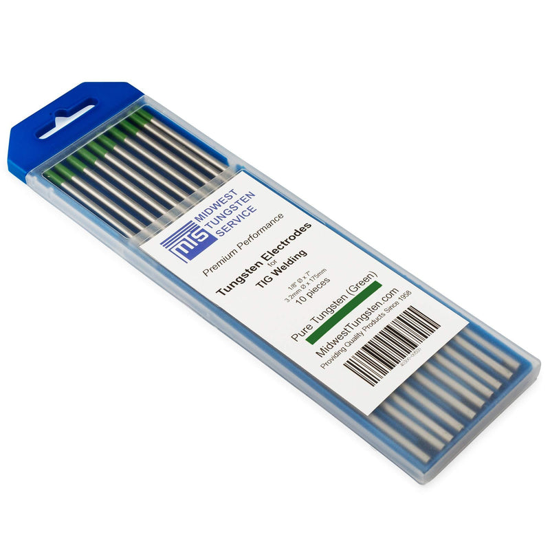 TIG Welding Tungsten Electrodes Pure Tungsten (Green, WP) 10-Pack (1/8") 1/8" - NewNest Australia