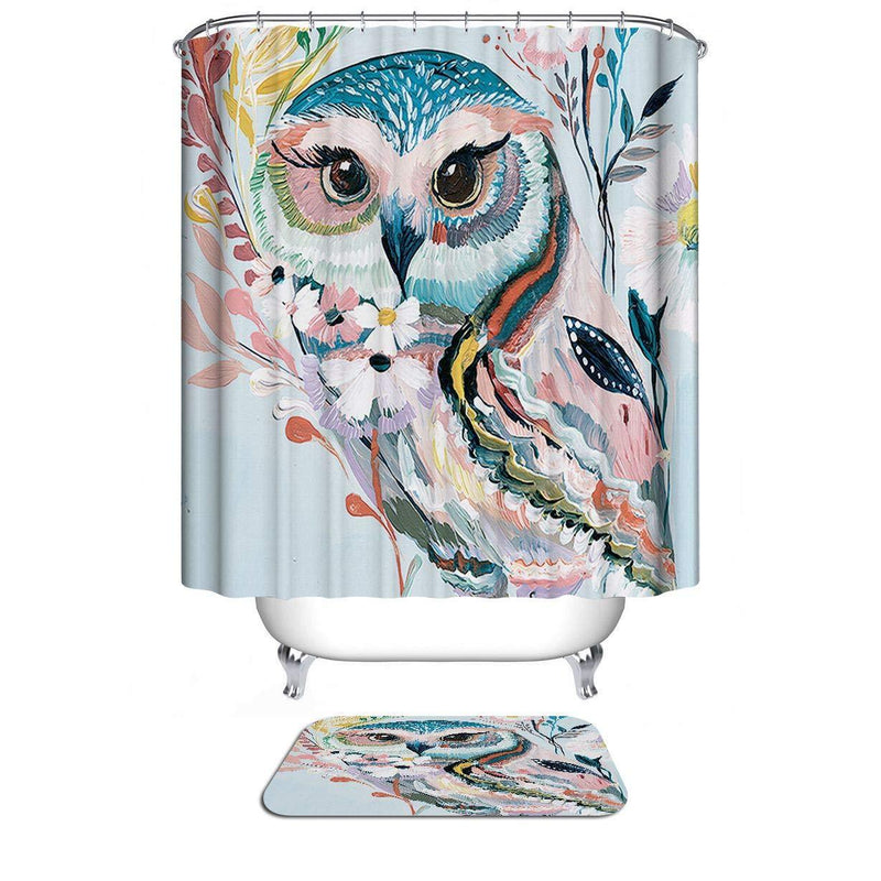 Dodou Animals Digital Printing Animal Shower Curtain Art Bathroom Decor Cute owl Design Polyester Waterproof Fabric Bathroom Accessories with Hooks（72''Wx72''H ） Color: 3 - NewNest Australia