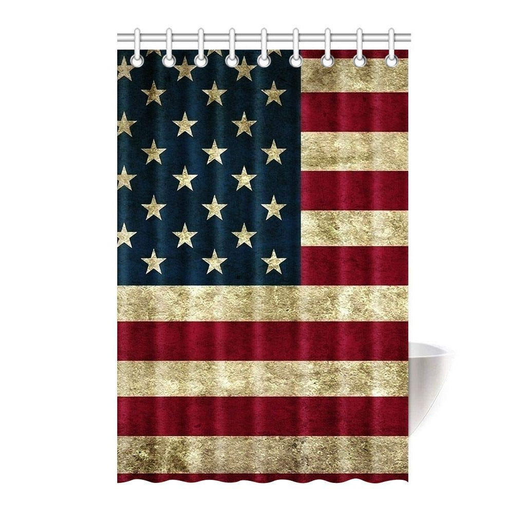 HommomH 48" x 72" Shower Curtain with Hooks Bathroom Waterproof Beautiful American Flag - NewNest Australia