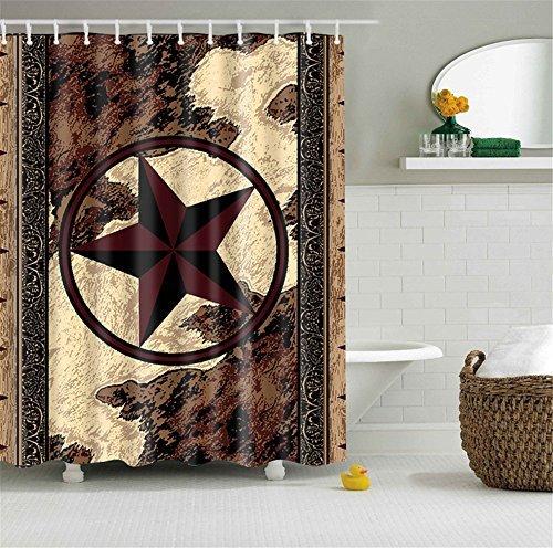 Western Texas Star Bathroom Shower Curtain with 12 Hooks Decor Art Prints Waterproof Polyester (Western Texas Star) - NewNest Australia