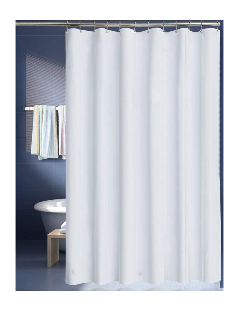 LanMeng Solid Fabric Shower Curtain Liner, Comes with 12 Hooks, White White Fabric 72-by-72 inches (standard) - NewNest Australia